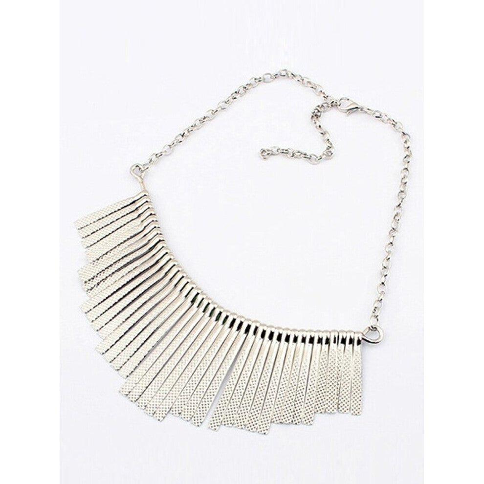 3PCS Fashion Gold Metal Sector Tassel Clavicle Short Paragraph Necklace(Silver)