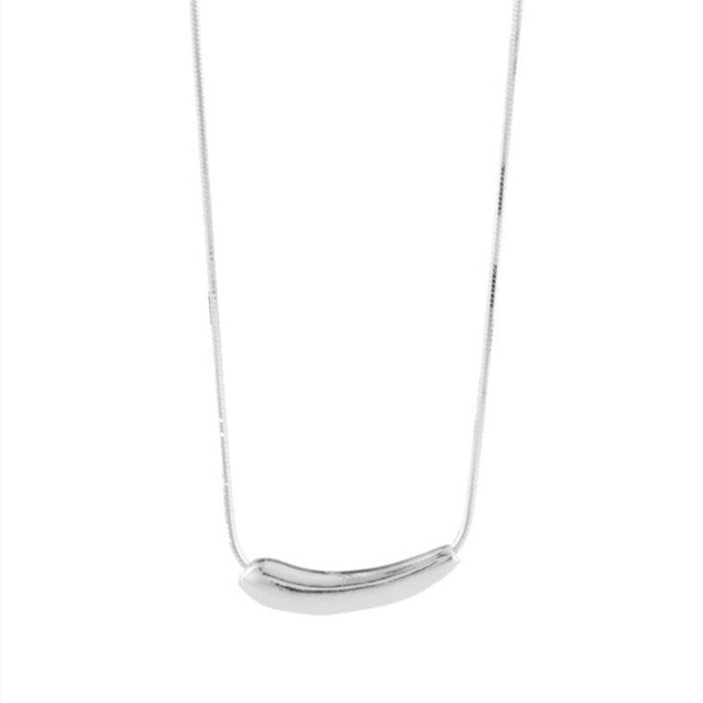 2PCS  Copper Small Eggplant Bend Tube Snake Chain Necklace for Women Clavicle Chain Charm Necklace