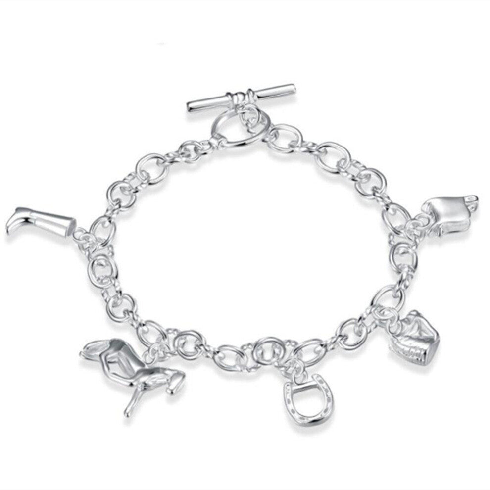 Silver plating Bracelet Heart - Circle - Square Lock Bracelets Bangles Woman Man Fashion Charm Wedding Jewelry