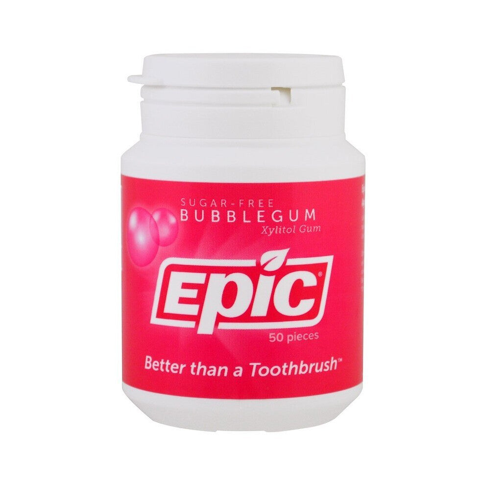 Epic Dental, Xylitol Gum, Sugar-Free, Bubblegum, 50 Pieces