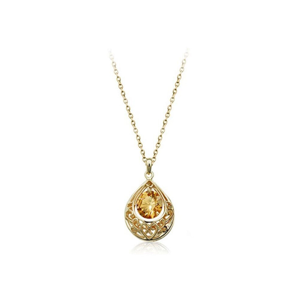 Gold Champagne Hollow Teardrop Necklace Gift Women's Present Fashion Accessories Girl