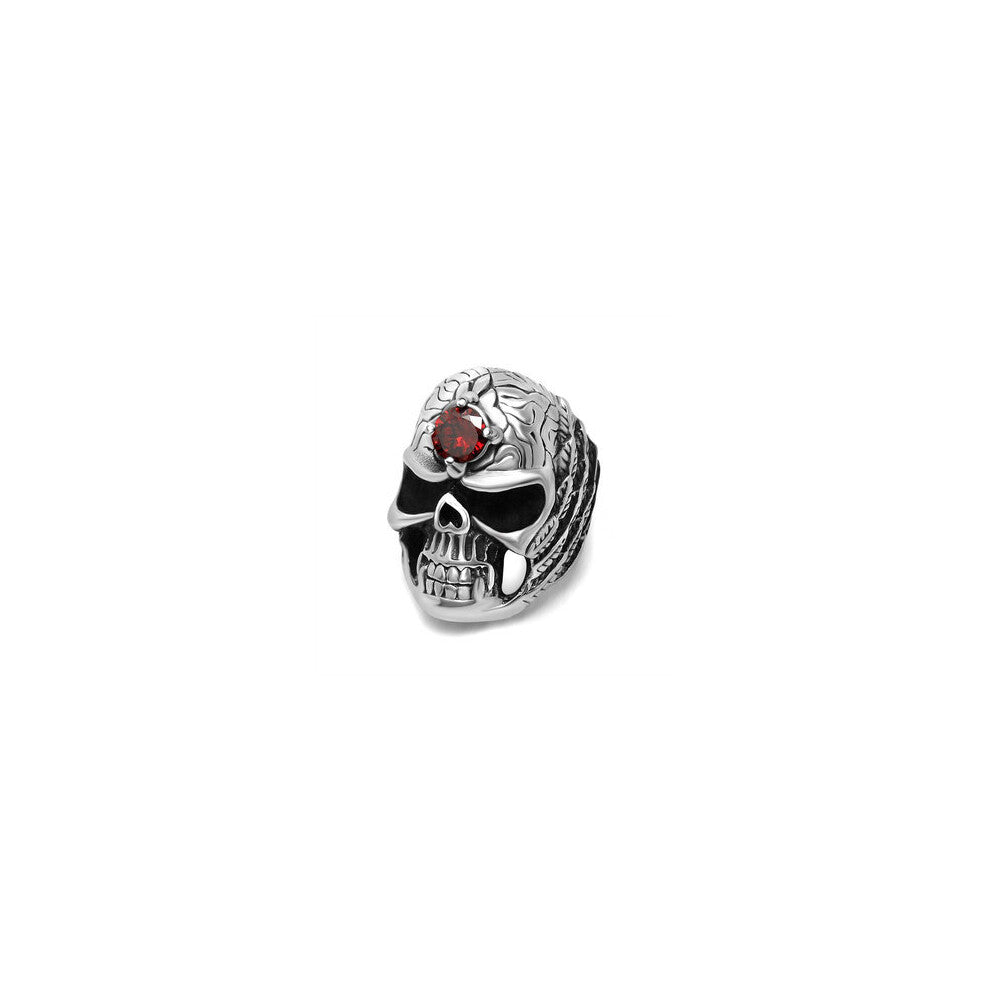 Halloween Skull Jewelry Red Zircon Scupture Skull Biker Ring Punk Rocker Ring for Men