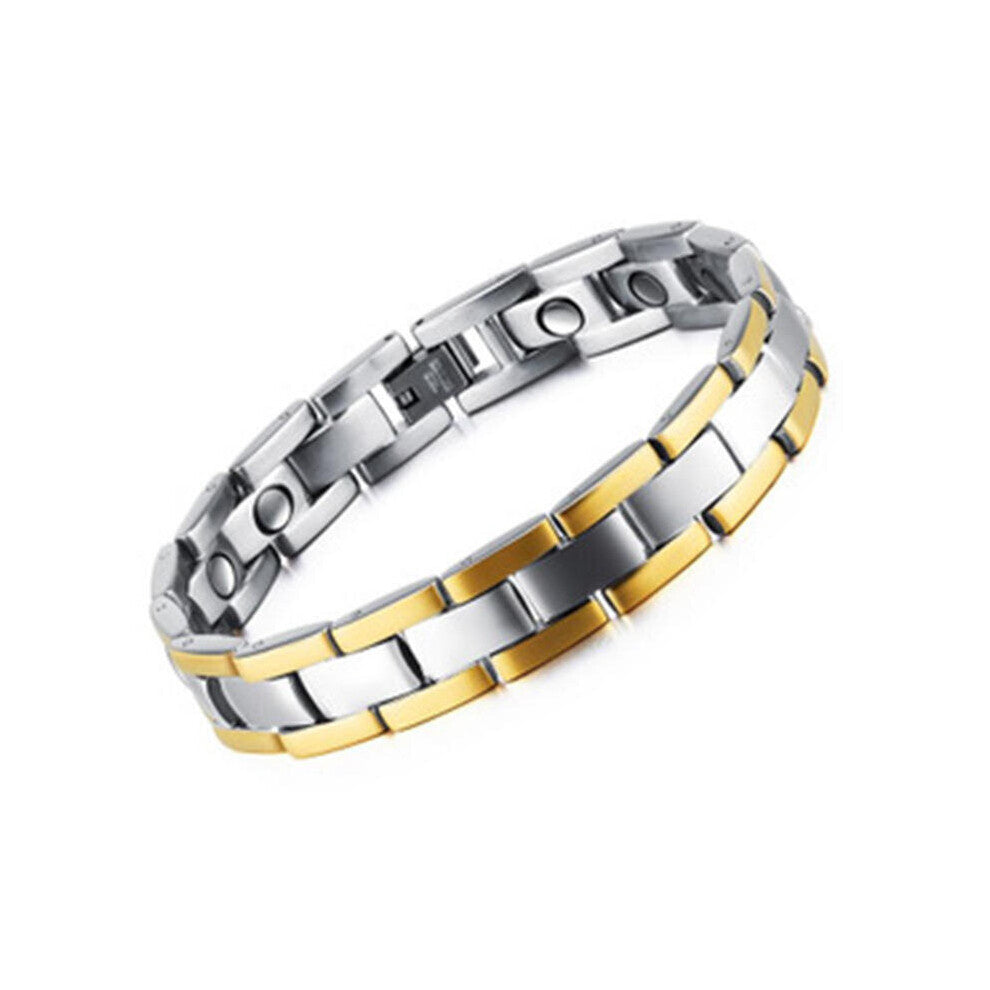 Classic Glossy Gold Business Health Titanium Steel Male Bracelet