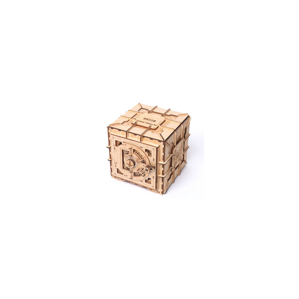 Wooden Mechanical Transmission Treasure Chest Jewelry Storage Box Coins Puzzle Toys