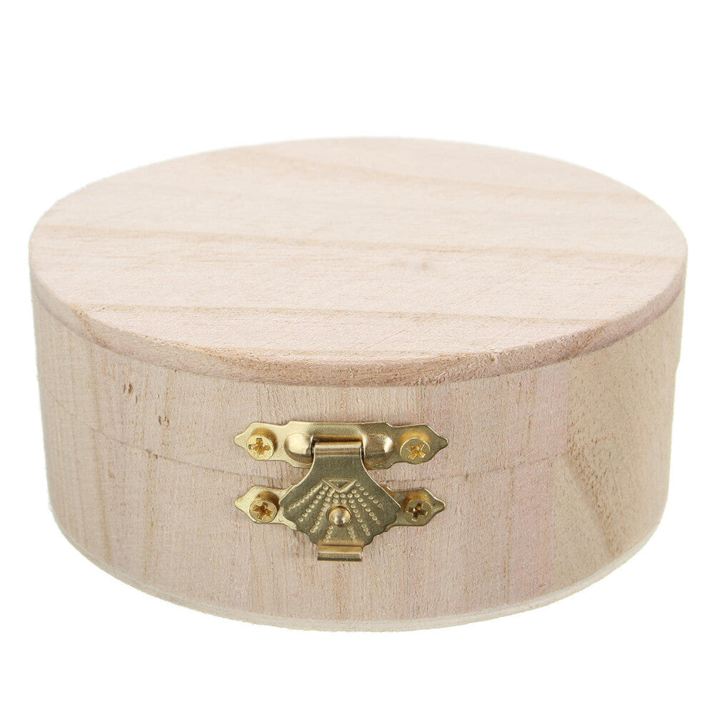 3Pcs Round Wooden Box Organizer Storage Craft Case for Handicraft Jewelry Gadgets