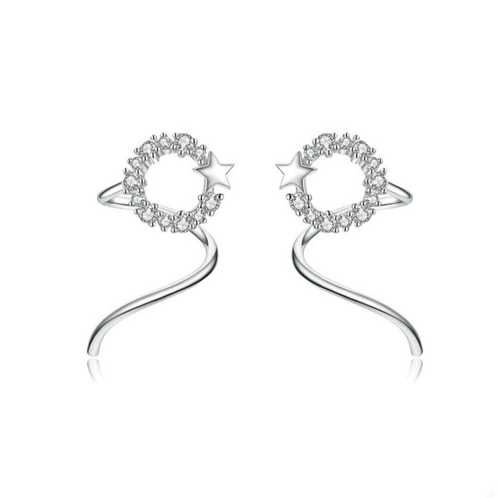 Twine Hoop Earrings for Women Silver plating Star Round Ear Hoops Fashion Jewelry
