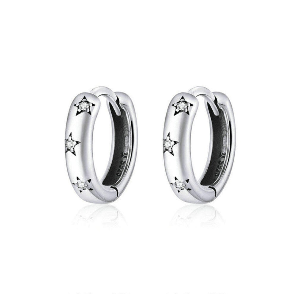 Silver plating Jewelry Spraking Star Minimalist Ear Hoops Earrings for Women Jewelry