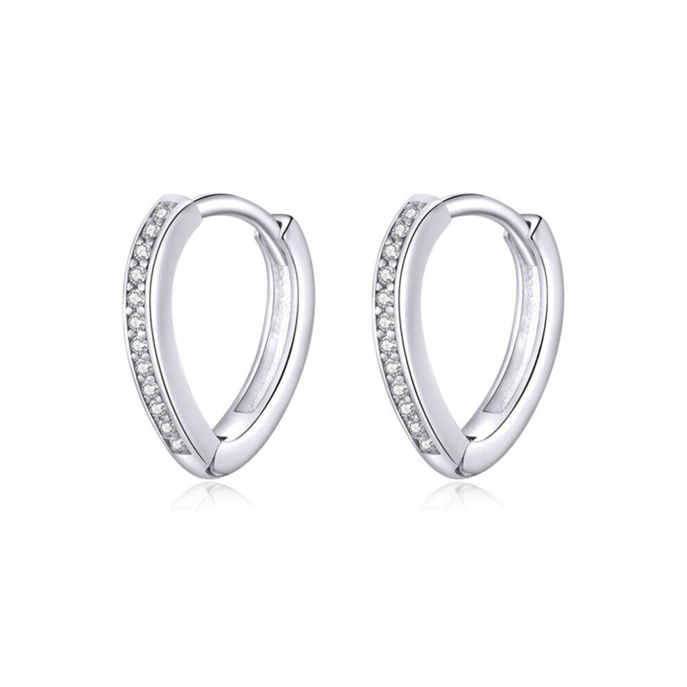 Silver plating Heart Ear Hoops Earrings for Women Engagement Statement Jewelry