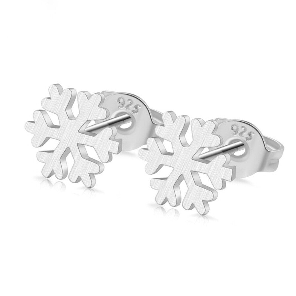 8PCS Silver plating Snowflake Stud Earrings for Women Trendy Elegant Ear Hoops Party Jewelry