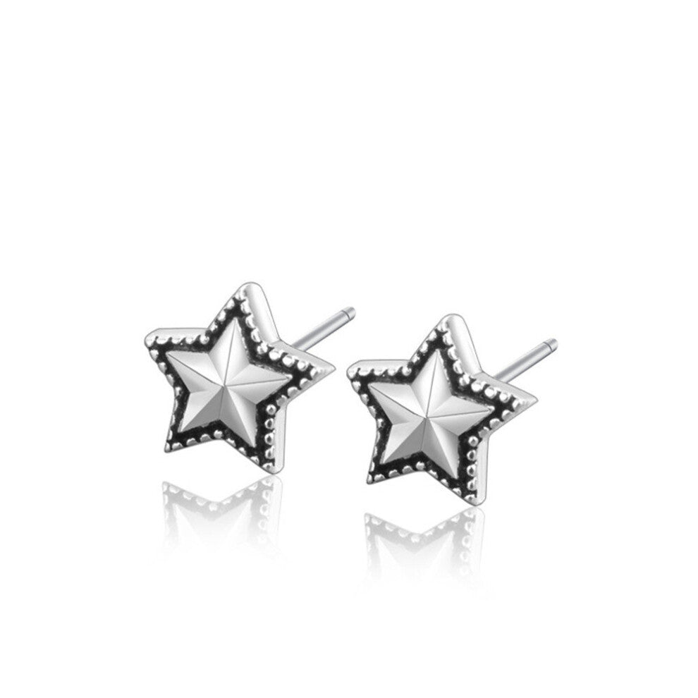 8PCS Copper Five-pointed Star Stud Earrings Charm Geometric Small Ear Hoops Jewelry