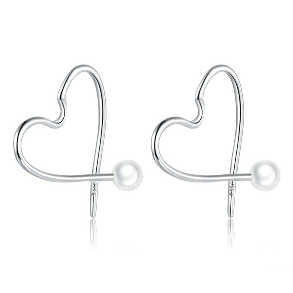 Silver plating Heart Ear Hoops Earrings for Women Simple Elegant Weddings