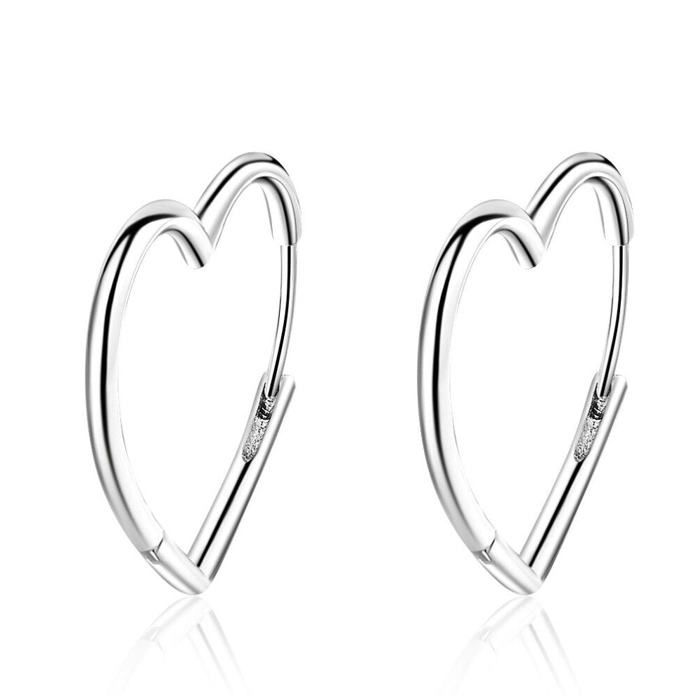 2PCS Copper Trendy Heart Stud Earrings for Women Charming Simple Ear Hoops Jewelry