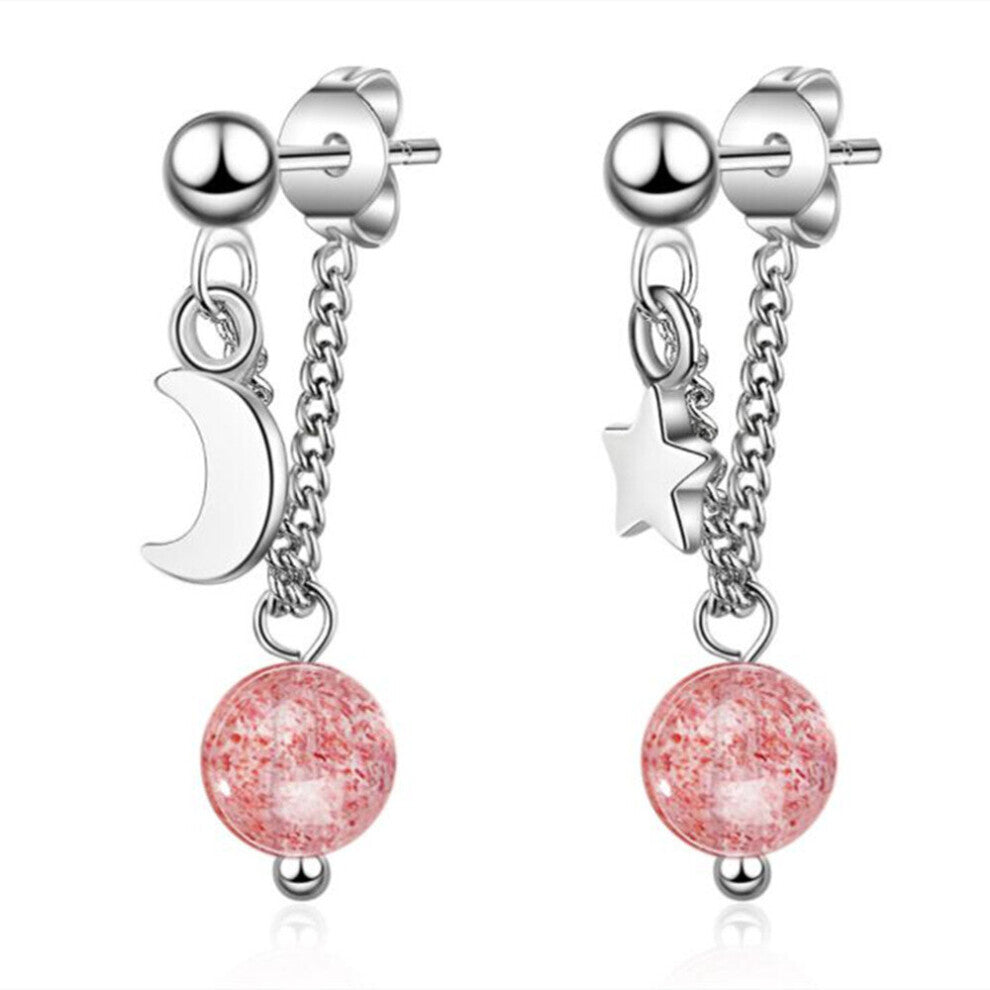 2PCS Copper Personality Star Moon Earrings for Women Fashion Ear Hoops Jewelry