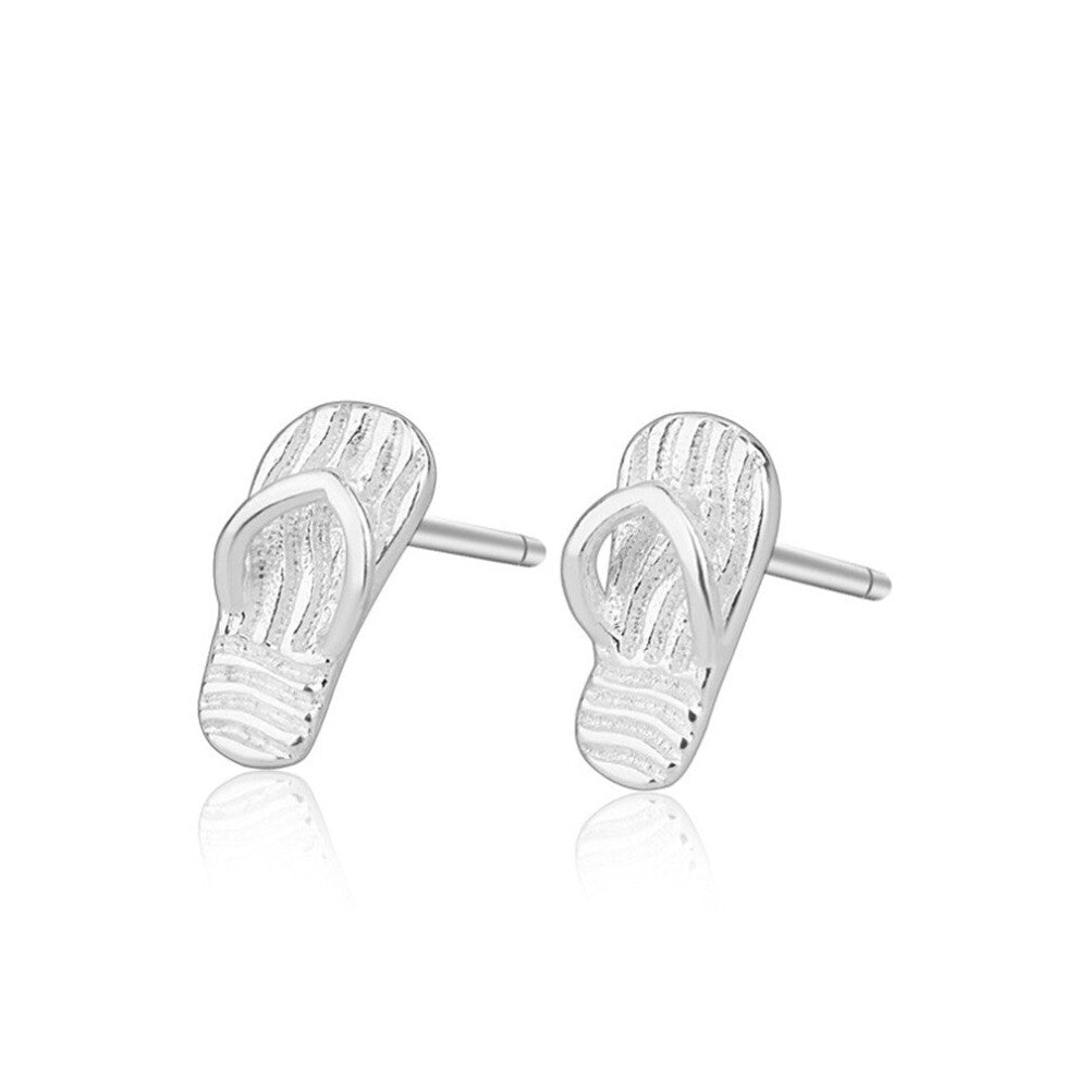 8PCS Silver plating Flip Flop Stud Earrings Fashion Small Ear Hoops Geometric  Jewelry