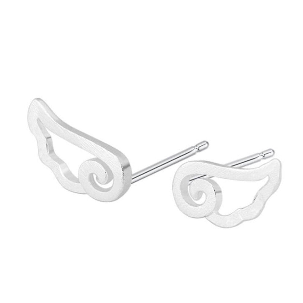8PCS Copper Fashion Hollow Angel Wings Stud Earrings for Women Small Ear Hoops Irregular Jewelry