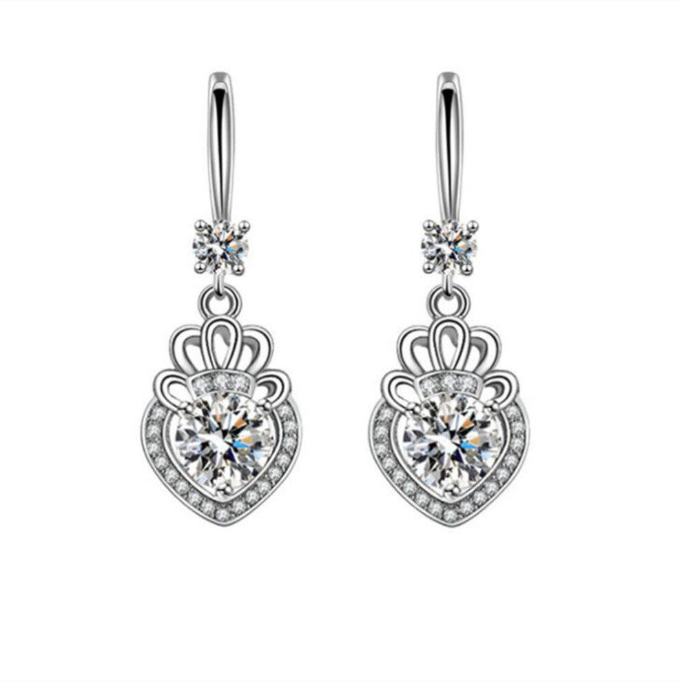 2PCS Copper Woman Fashion Jewelry Flash Heart-shaped Hoops Piercing Earrings