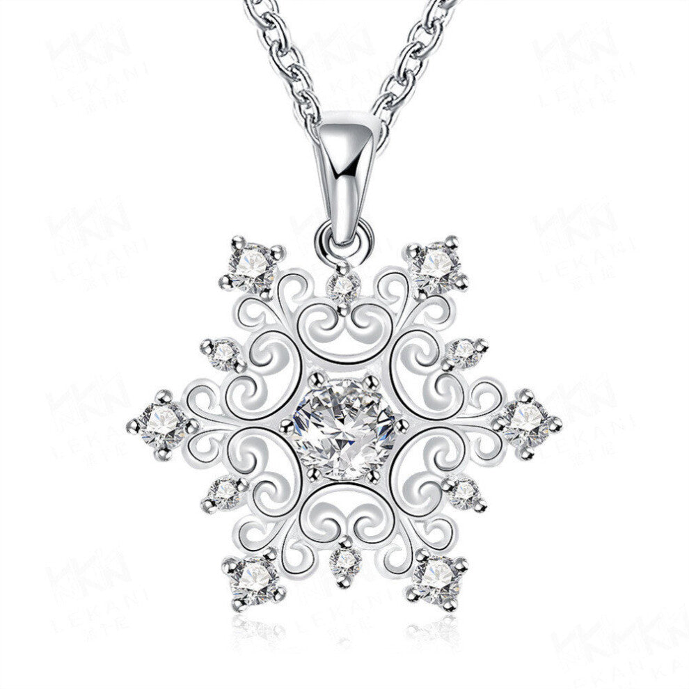 2PCS  Silver plating Snowflake Pendants&Necklaces  Jewelry