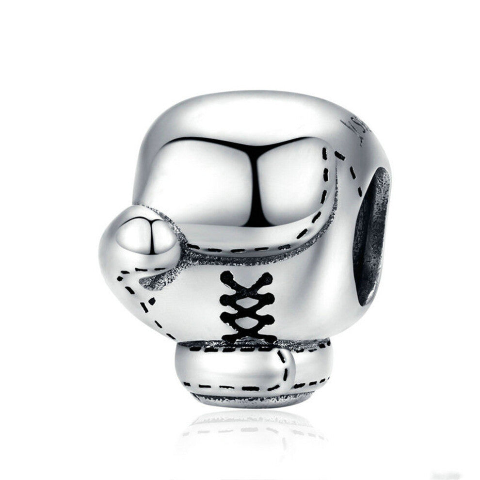 Sports Boxing Beads Silver plating Charm Fit Bracelet or Bangle Jewelry