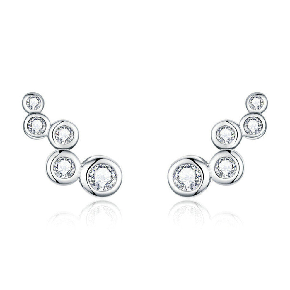 Shiny Bubble Long Stud Earrings for Women Geometric Simple Silver plating Jewelry Gift