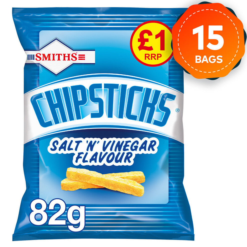 15 x Smiths Chipsticks Salt and Vinegar Lunch Snacks 82g Vegetarian