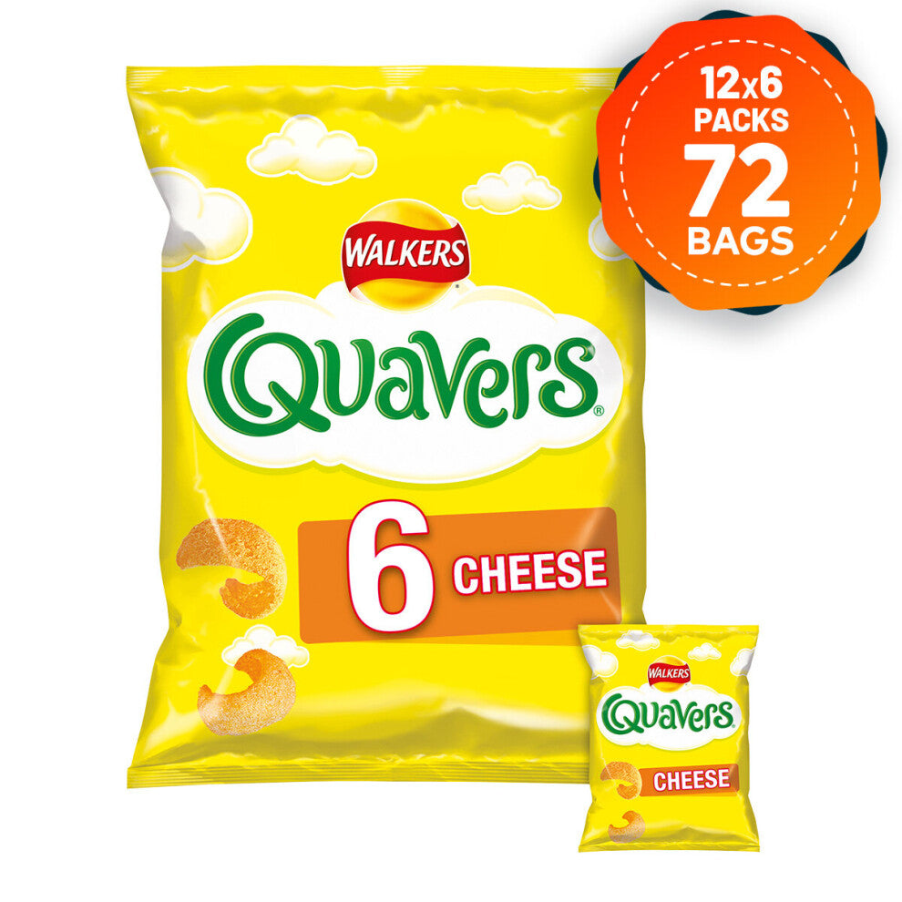 12 x Walkers Crisps Quavers Cheese Snacks 6x16g Suitable for Vegetarians