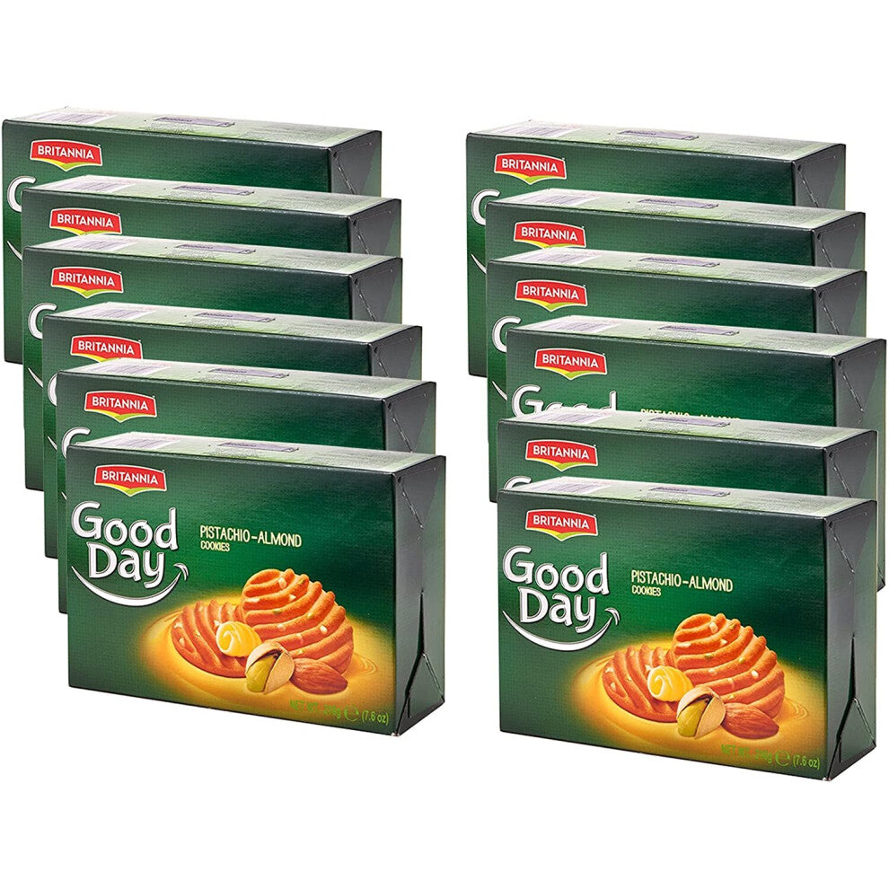(Pack of 12) Britannia Good day Pista and Almond Cookies 216g