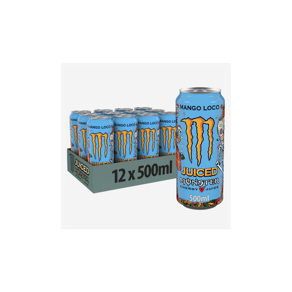(Mango Loco, 12 Cans) Monster Energy Drink 500ml Original Zero Sugar