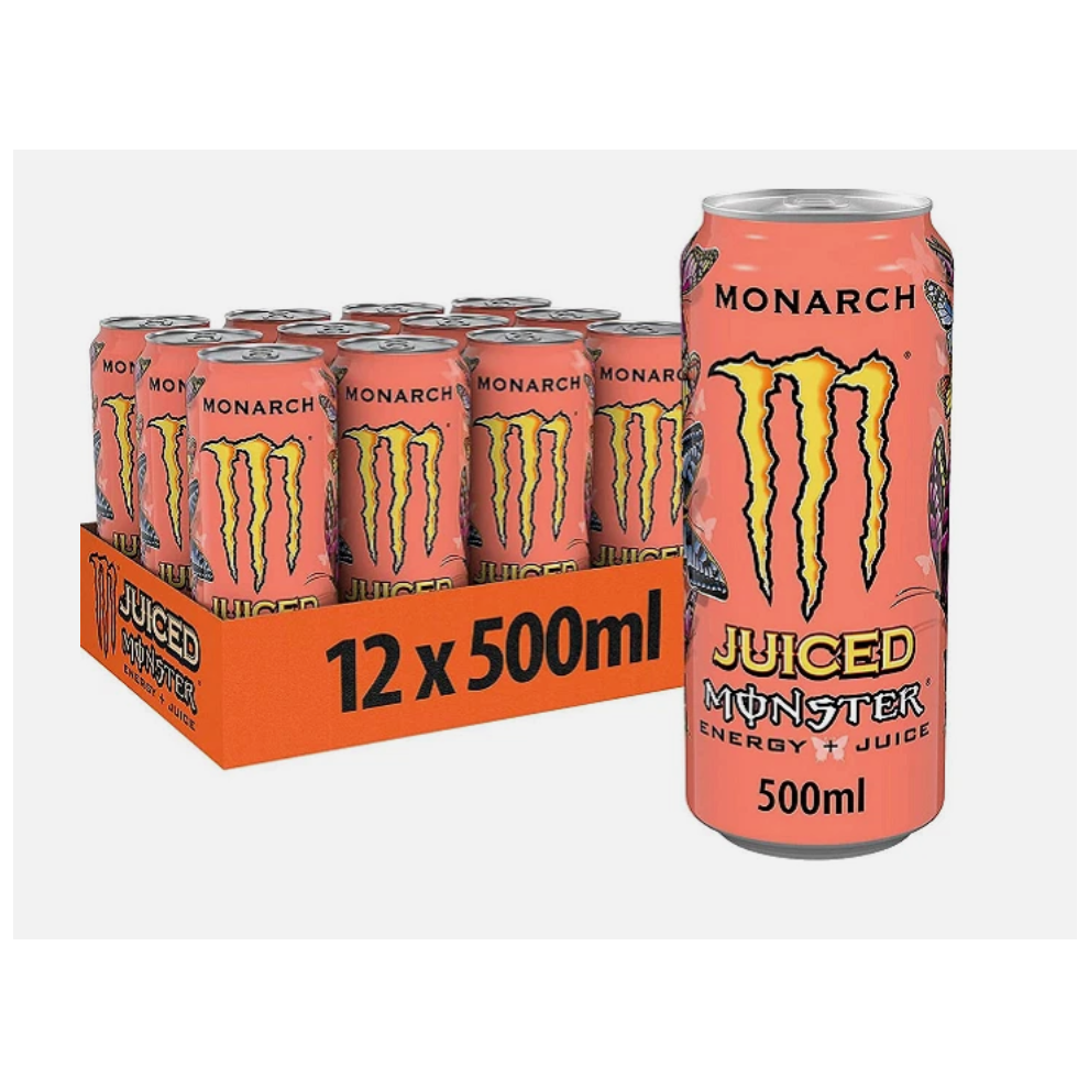 (Monarch, 12 Cans) Monster Energy Drink 500ml Original Zero Sugar
