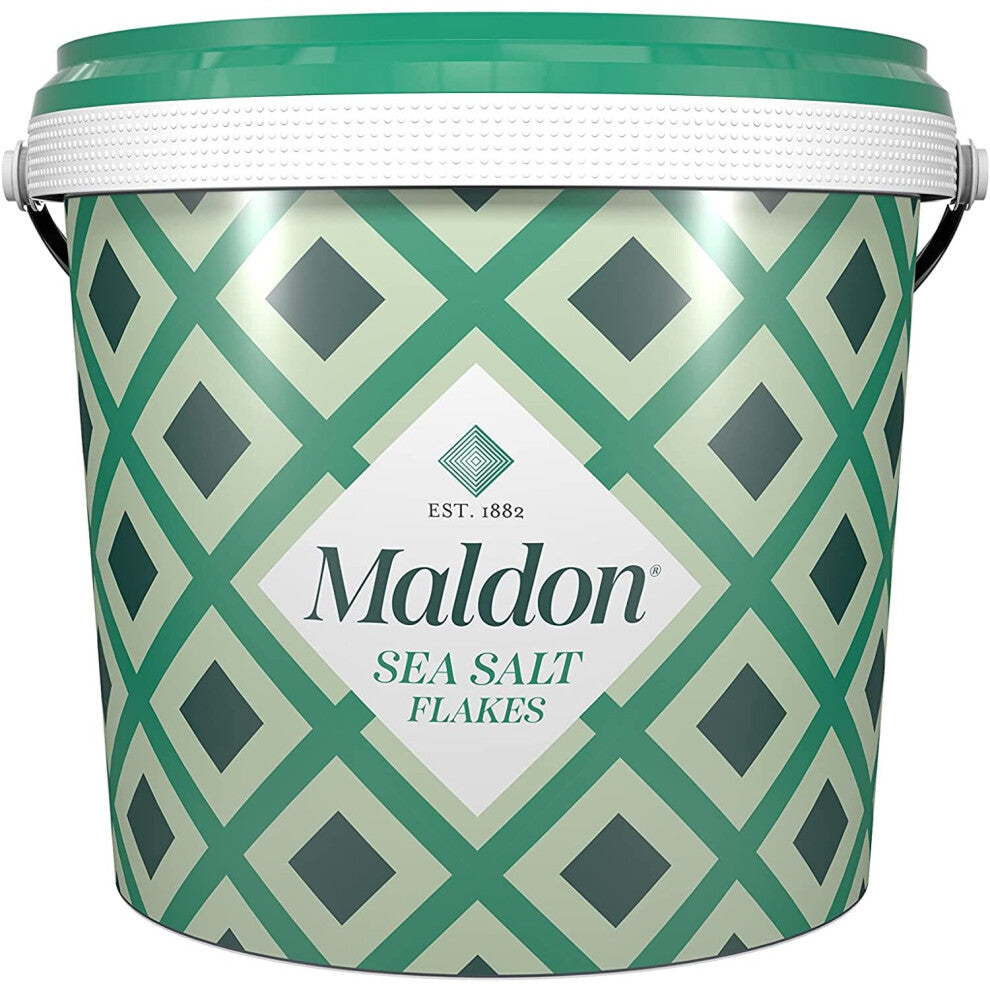 Maldon Sea Salt Flakes 1.4kg - Chef-Approved, Organic Food Federation Approved, Kosher Certified, Resealable Tub
