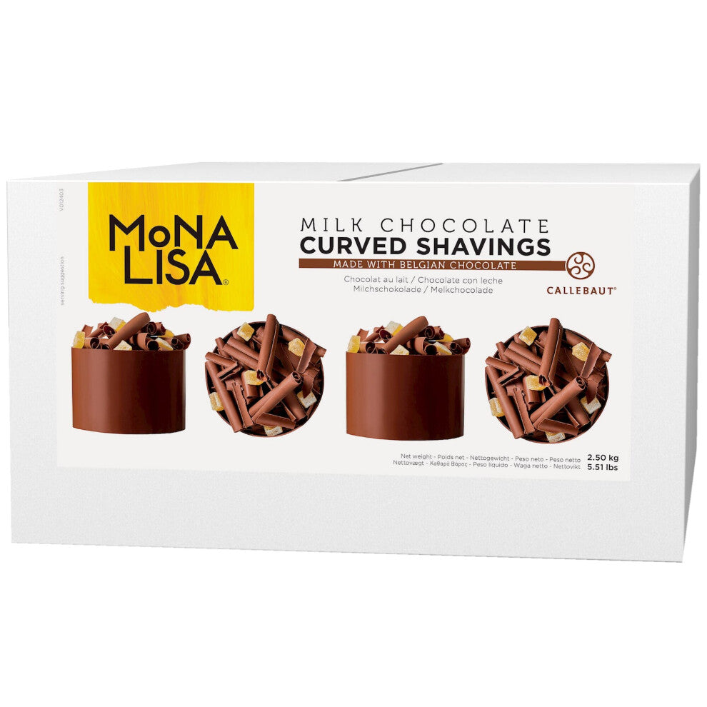Mona Lisa Milk Chocolate Curved Shavings - 1x2.5kg