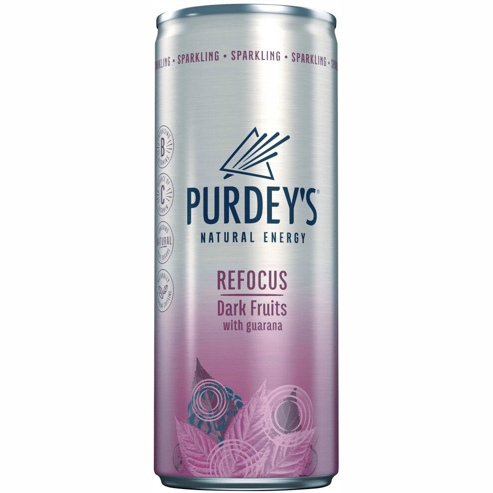 Purdey's Refocus Dark Fruits Natural Energy Drink - 12x250ml