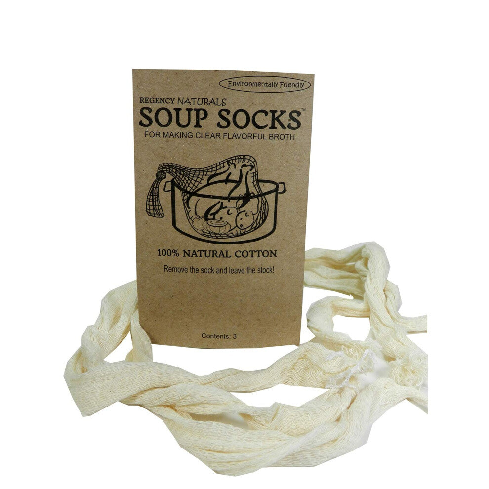 REGENCY WRAPS Natural Soup Socks for Making Clear Broth and Flavorful Soups, 100% Cotton, natural,24", 3 ct