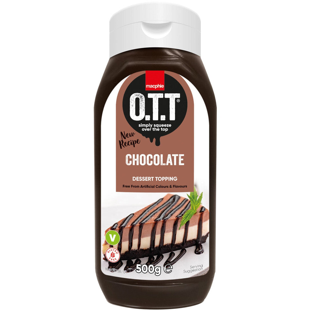 OTT Chocolate Dessert Topping Sauce - Vegan & Gluten-Free, Ideal for Cheesecakes, Ice Cream, Crepes & Waffles