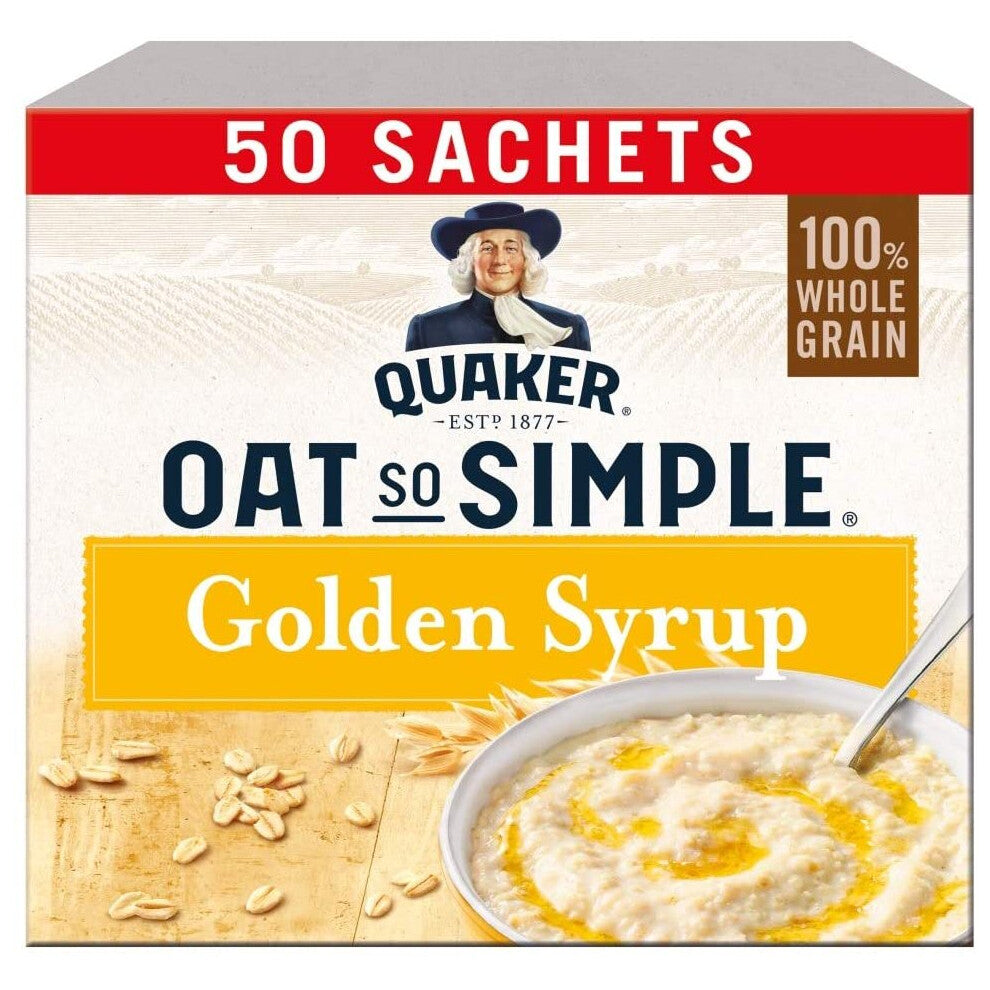 Quaker Oat So Simple Golden Syrup Porridge - 50 Sachets, 2-Minute Microwave Breakfast