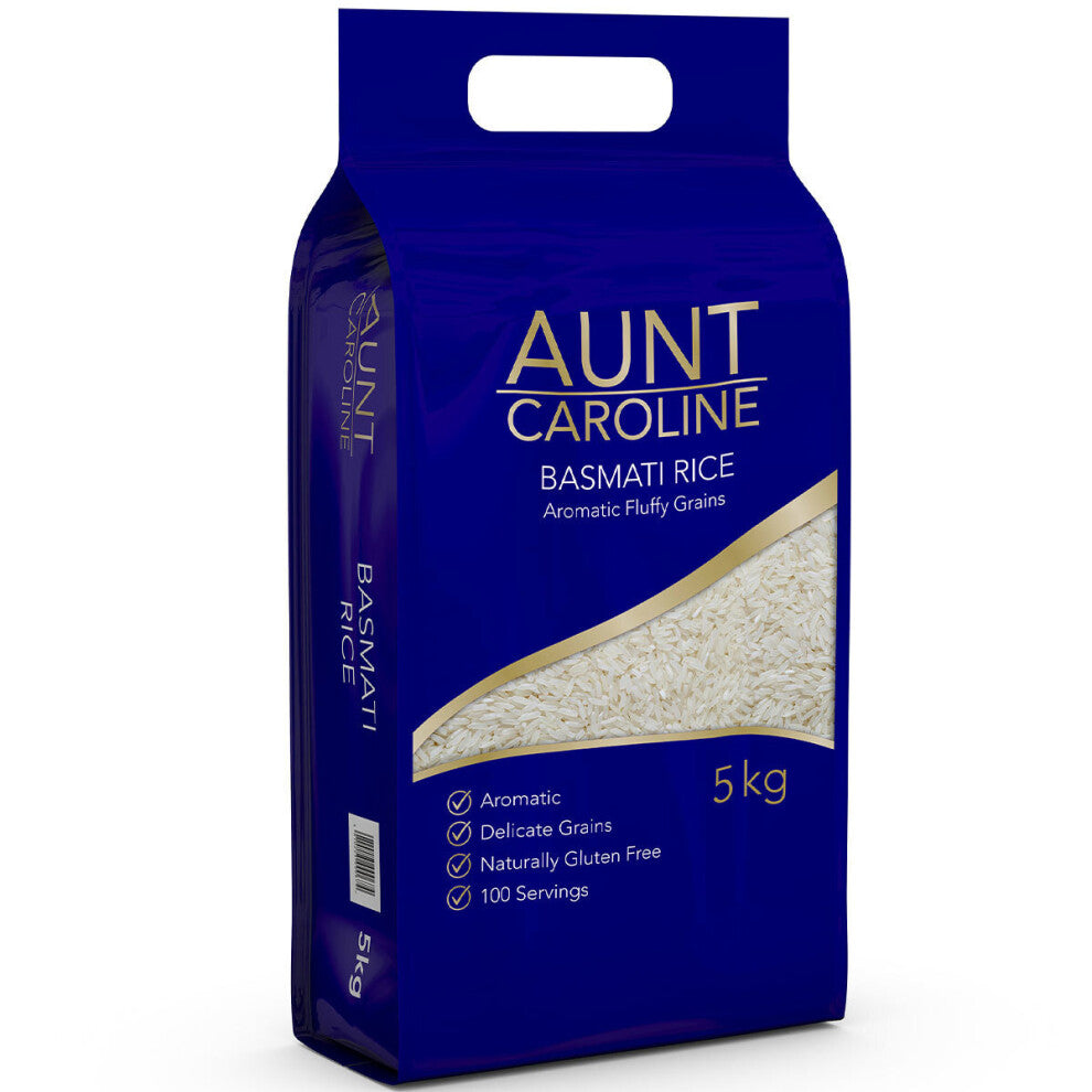 Basmati Rice Indian Aromatic Fluffy Delicate Grains Aunt Caroline  5kg