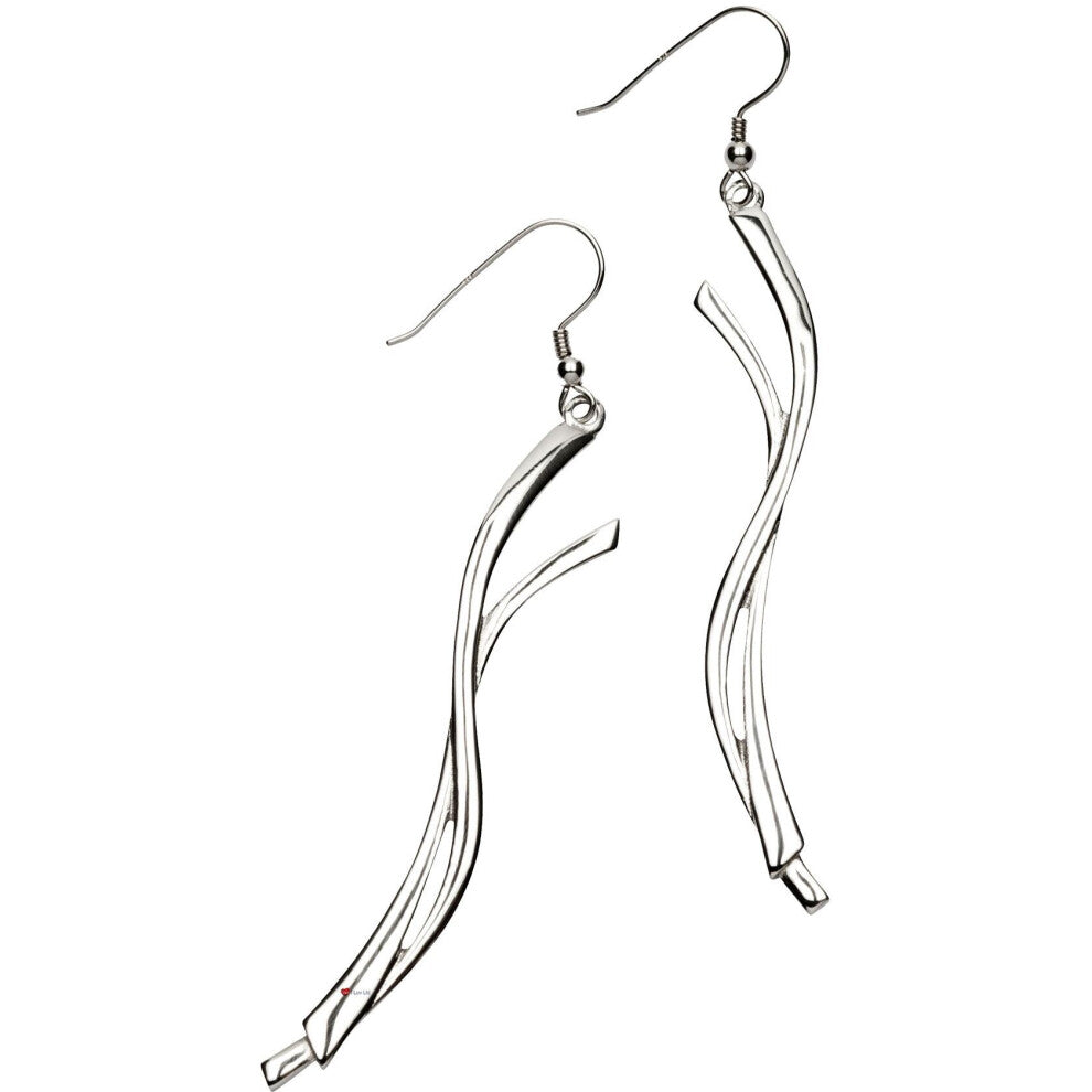 Earrings Sterling Silver Celtic Inspired Entwined Ribbon Shape 67mm