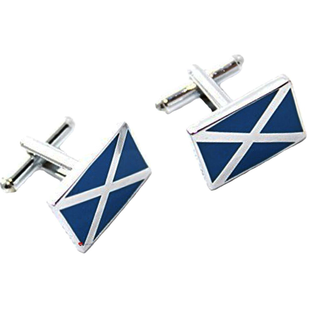 Scotland Flag Saltire Gents Metal Cufflinks Great Mens Gents Boxed Gift Set