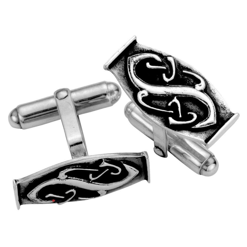 Cufflinks in Sterling Silver with Entwined Celtic Relief Hearts Design