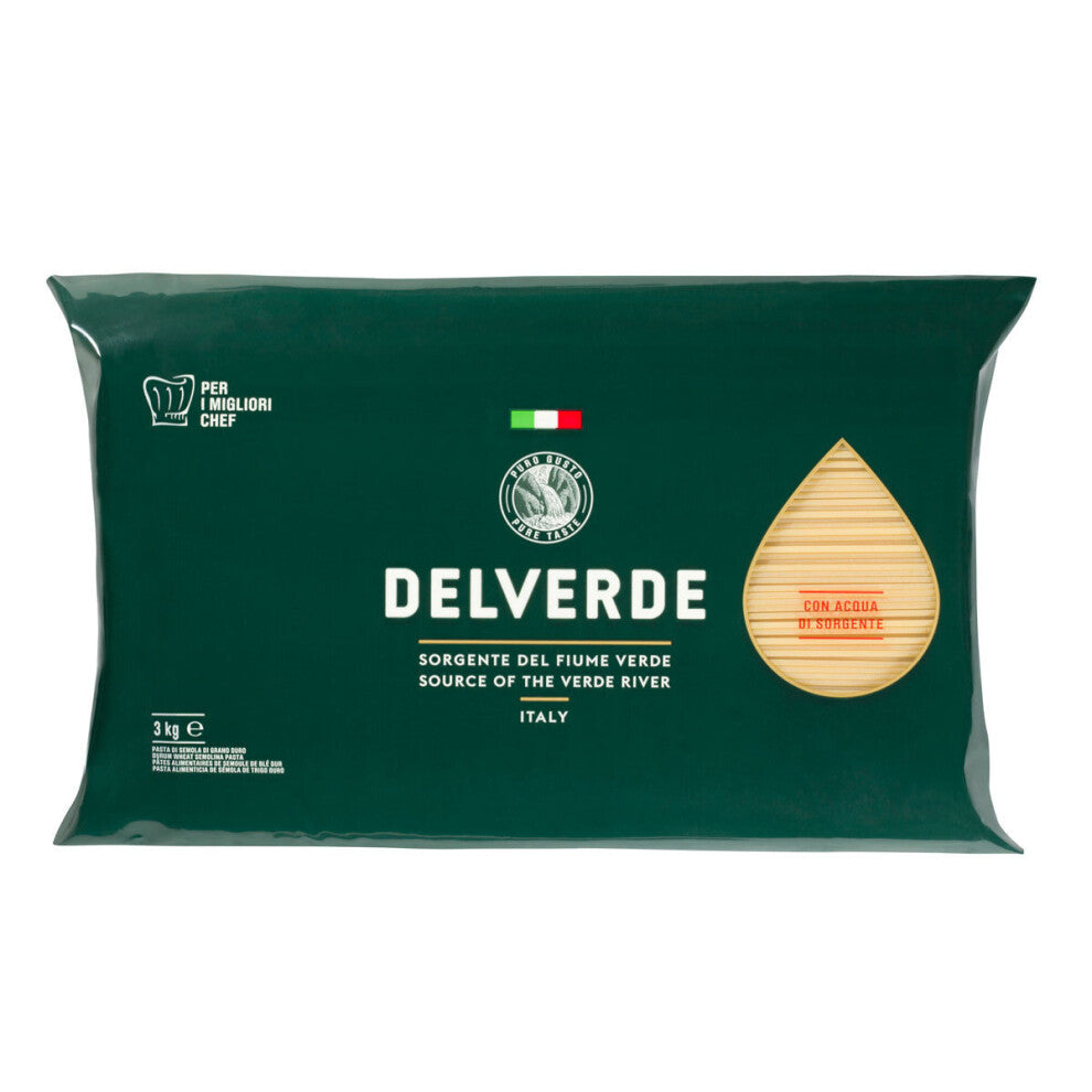 Delverde Spaghetti 3kg - Premium Durum Wheat Pasta with Mineral Water, al dente texture, ideal for olive oil or tomato sauces