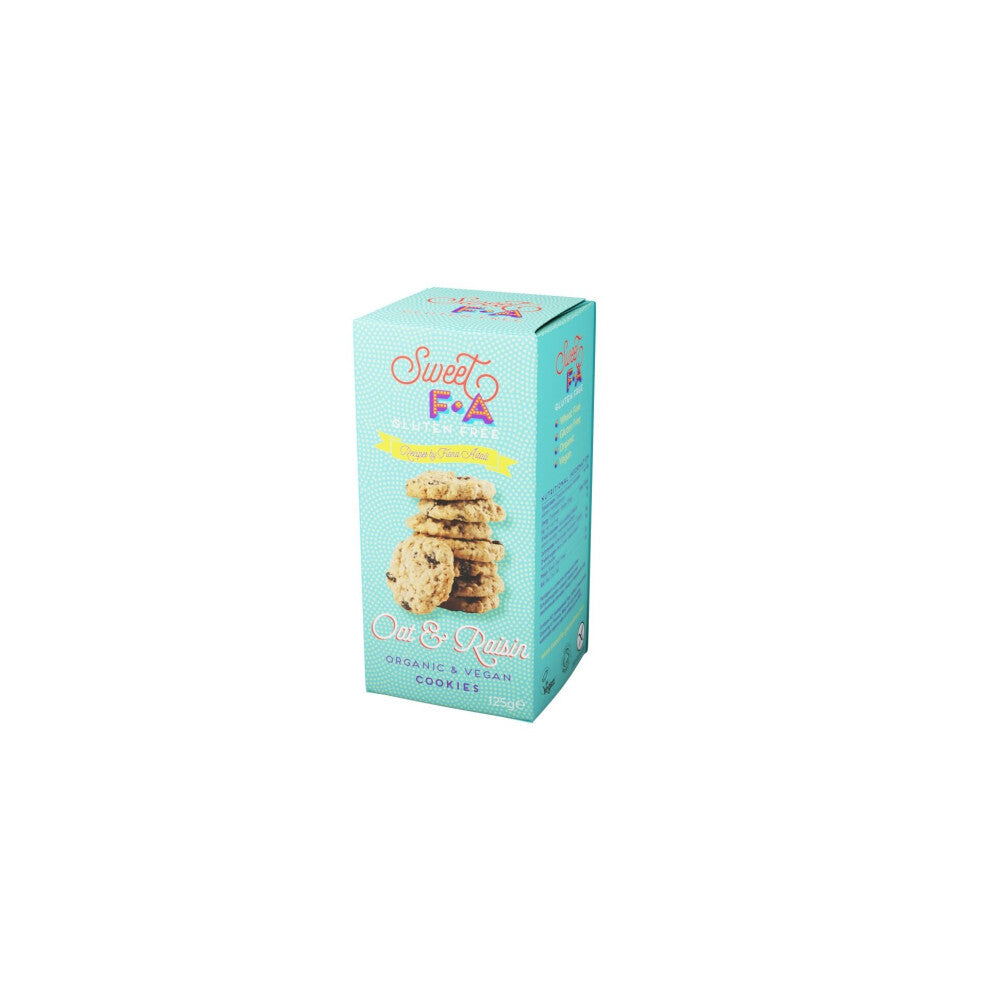 Sweet Fa Gluten Free Organic Oat & Raisin Cookie 125g (Pack of 12)