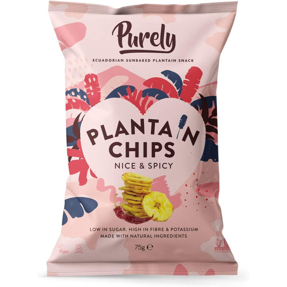 Purely Plantain Chips Nice & Spicy 28g (Pack of 20)