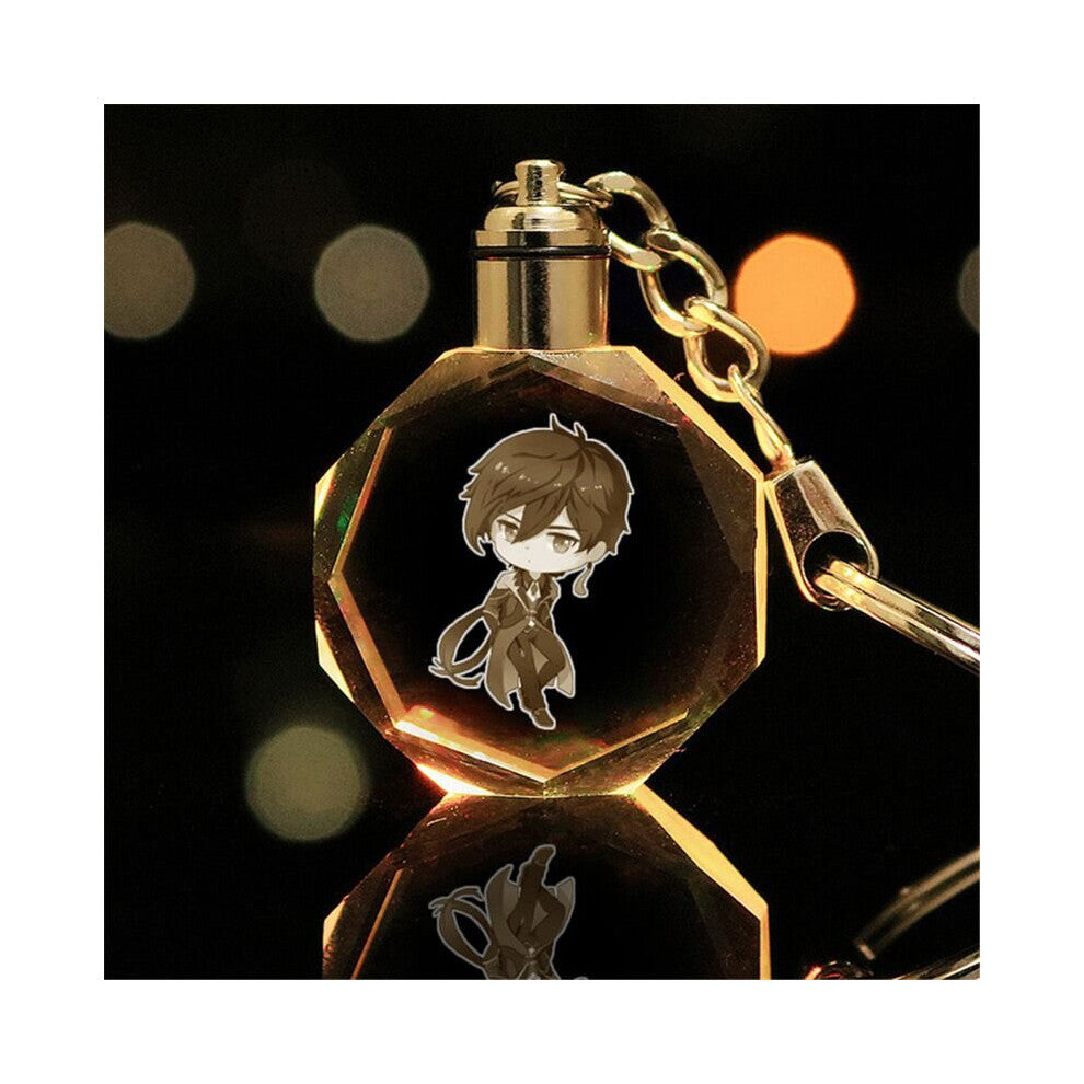 (ZhongLi, With Gift Box) Genshin Impact LED Colorful LightPendant Keyrings