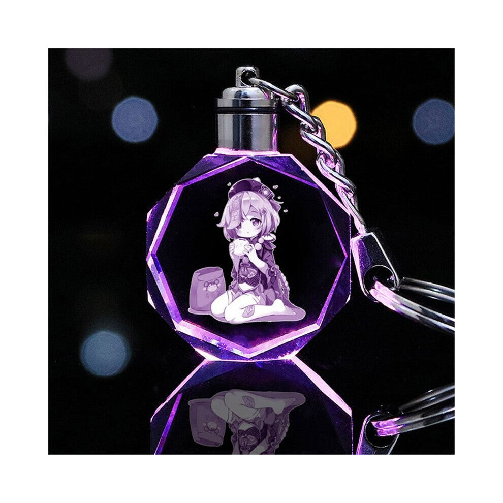 (Qiqi, With Gift Box) Genshin Impact LED Colorful LightPendant Keyrings