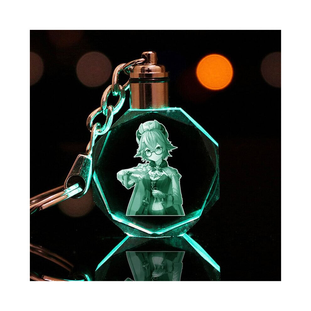 (Sucrose, Bag Package) Genshin Impact Crystal Keychain LED LightPendant