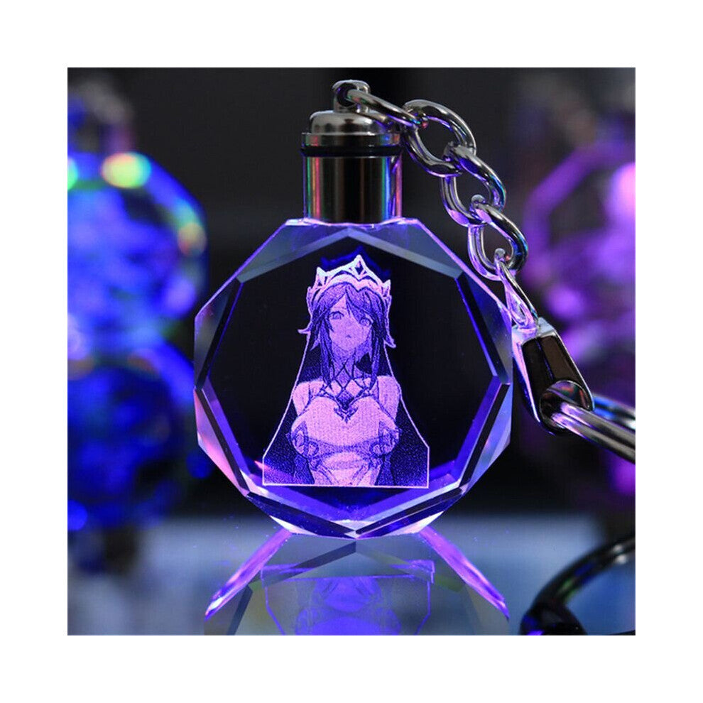 (Rosalia, With Gift Box) Genshin Impact Crystal Keychain LED LightPendant
