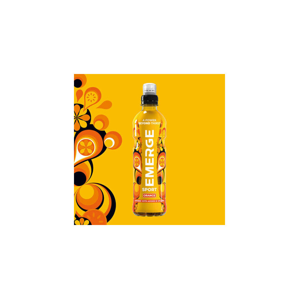 (12x500ml, Orange) Emerge Isotonic Sport Energy Drinks with Vitamin B