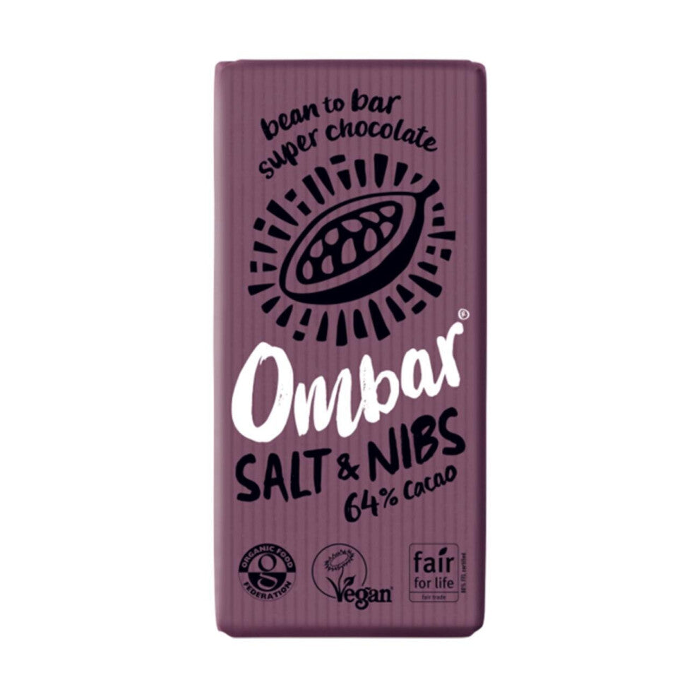 Ombar Salt & Nibs 64% cacao  Chocolate Bar 70g