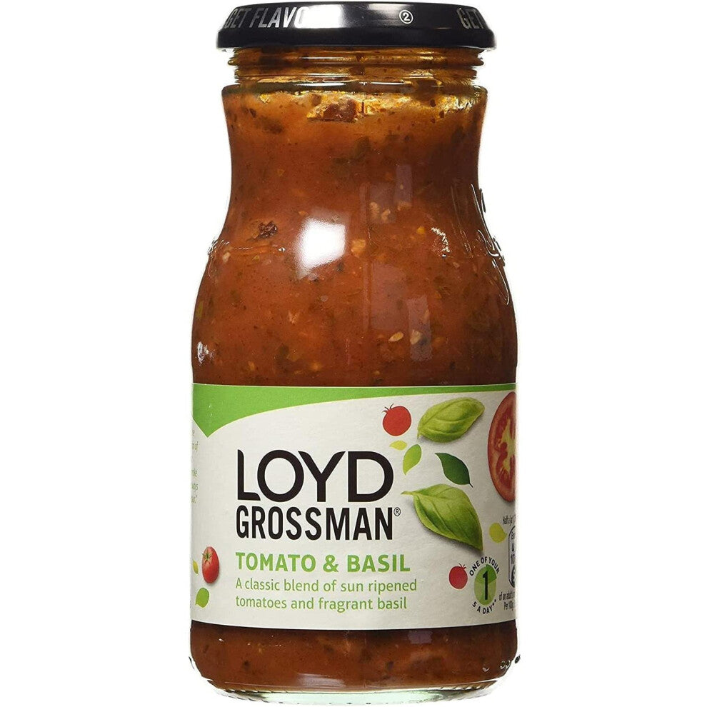 Loyd Grossman Pasta Sauce - Tomato & Basil 350g (Pack of 6)