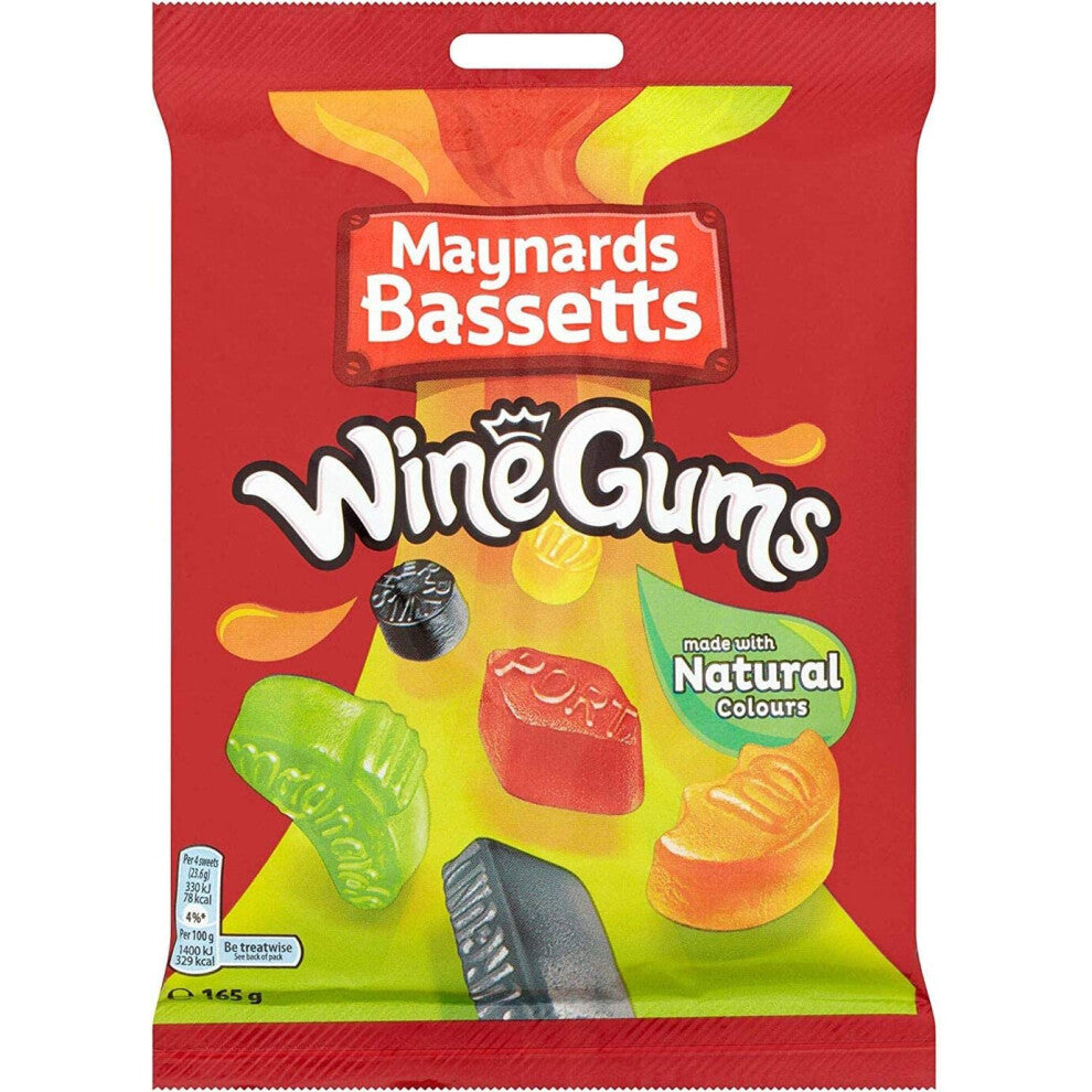 Maynards Bassetts Wine Gums Sweets Bag 165g (Pack of 12)
