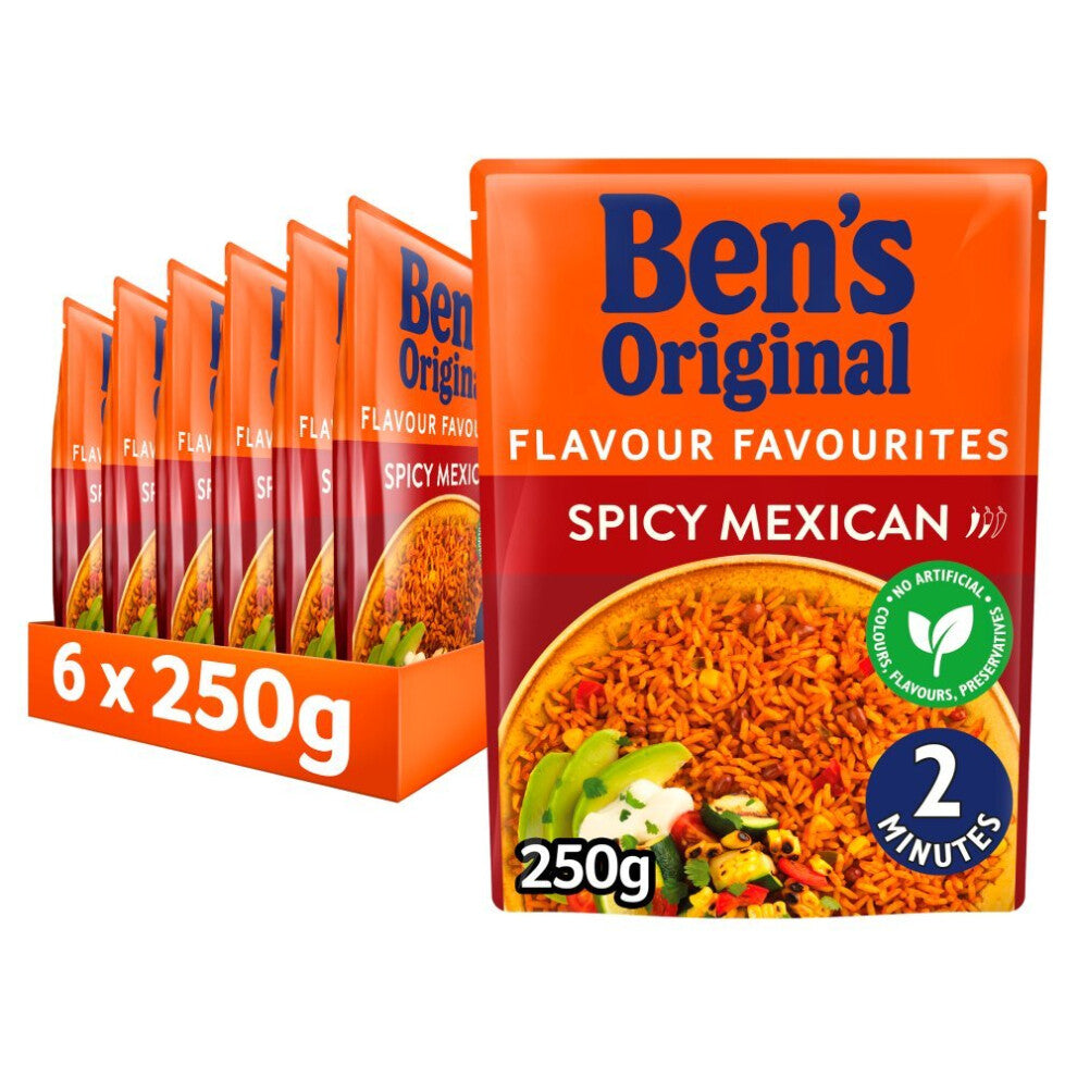 Uncle Bens Spicy Mexican Microwave Rice, Bulk Multipack  250g (Pack of 6)